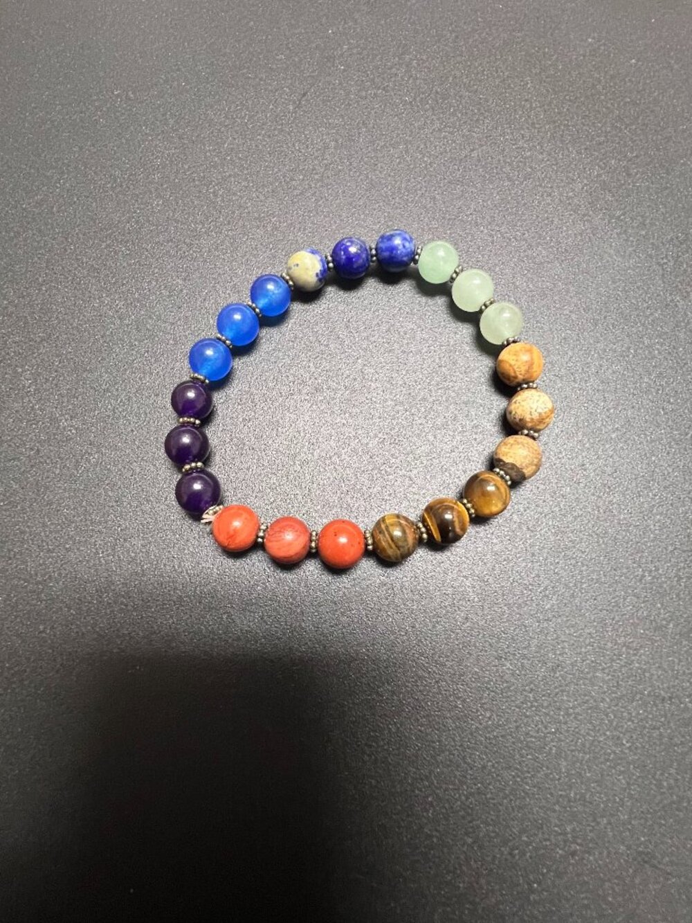 925 gorgeous jade lapis amethyst carnelian stretch beads bracelet retired